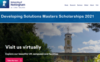 University of Nottingham Developing Solutions Masters Scholarships 2021 for Study in the United Kingdom