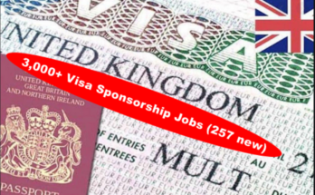 3,000+ Visa Sponsorship Jobs in United Kingdom (257 new) – Apply Now! | Live and Work in UK with your Visa Sponsored