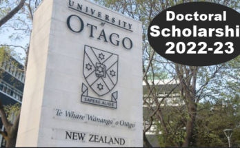 University of Otago Doctoral Scholarship 2022-23 for International Students